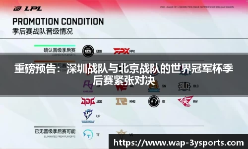 重磅预告：深圳战队与北京战队的世界冠军杯季后赛紧张对决